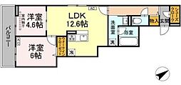 川崎市多摩区生田1丁目アパート 2LDKの間取図画像