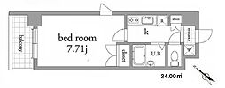 K・フラット 1Kの間取図画像