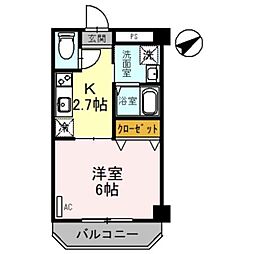 双輪建物第八コーポ 1Kの間取図画像