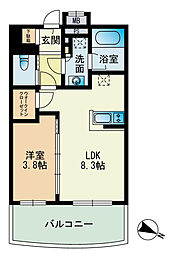 パークアクシス博多 1LDKの間取図画像