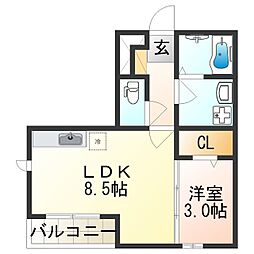 メゾン・ド・R 1LDKの間取図画像