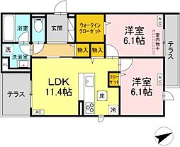 クラシアス 2LDKの間取図画像