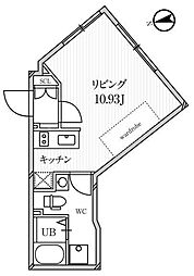 ルクレ東新宿 4階ワンルームの間取り