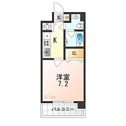 グランドパレス西大路 9階1Kの間取り