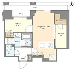 ドゥーエ府中I 2LDKの間取図画像