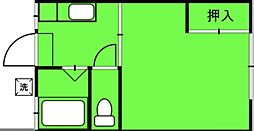 コーポラスユー 1Kの間取図画像
