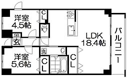 Crest津田駅前 2LDKの間取図画像