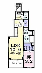 ハイライト 1階1LDKの間取り