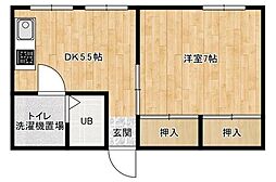 鶴間駅前ビル 1DKの間取図画像