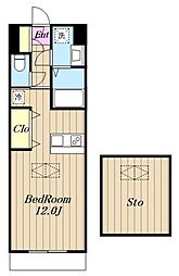 ルネス・カトー弐番館0 3階ワンルームの間取り