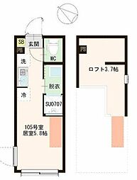ハーモニーテラス成田東IV ワンルームの間取図画像