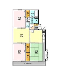 グランメール・タクボ 3階3LDKの間取り