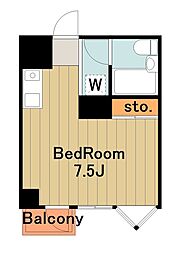 京王相模原線 京王多摩センター駅 徒歩15分の賃貸マンション 2階ワンルームの間取り