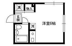 ハイム陽光 1階ワンルームの間取り