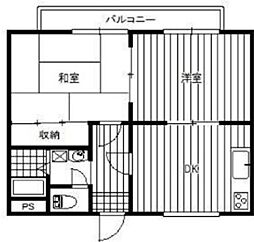 ペアシティ1 2DKの間取図画像