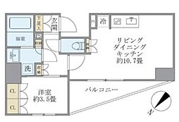 ジオエント駒込 4階1LDKの間取り