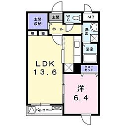 リュミエール 2階1LDKの間取り