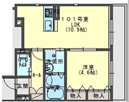 Carre heureux GOJO 1階1LDKの間取り