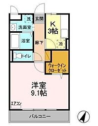 セレニティーホームズB 1Kの間取図画像