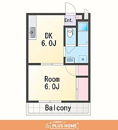 マンション本町 1DKの間取図画像