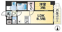 エスリードレジデンスグラン神戸三宮シティ 1LDKの間取図画像