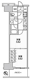WORVE横浜伊勢佐木町 2Kの間取図画像