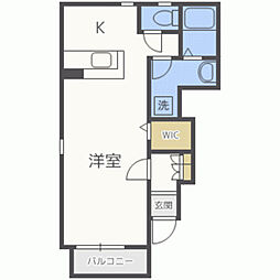 ラフレシール 1Kの間取図画像