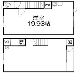 ショーエービル ワンルームの間取図画像