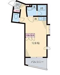 サニーサイドヒル 2階ワンルームの間取り