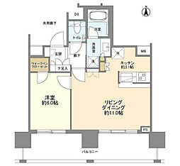 リビオタワー板橋 1LDKの間取図画像