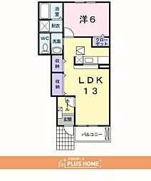 プレシャスコートK西浜 1LDKの間取図画像
