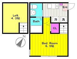 ベルシャンブル稲田堤 1階1Kの間取り