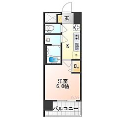 プレサンス十条凛華 1Kの間取図画像