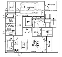 ドムスメルベーユ 1SLDKの間取図画像