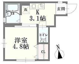 アンビシャス上大岡 1Kの間取図画像
