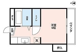 サザンウインドウ 1Kの間取図画像