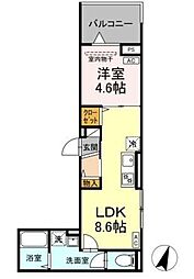 D-ROOM万町II 2階1LDKの間取り