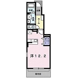 フォンテーヌブロー 1階ワンルームの間取り
