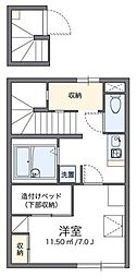 レオパレスミノール 2階1Kの間取り