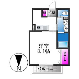 INOVE長瀬IV 1Kの間取図画像