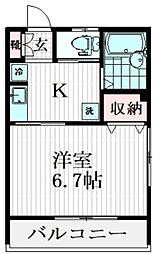 オレンジキャッスル越谷 1Kの間取図画像