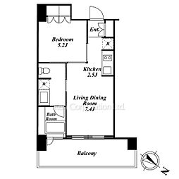 ＴＨＥ　ＲＯＰＰＯＮＧＩ　ＴＯＫＹＯ　　ＳＵＰＥＲＩＯＲ　Ｒ 5階1LDKの間取り
