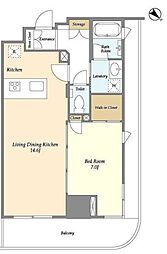 フロンティア新宿タワー 6階1LDKの間取り