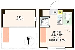 ハーモニーテラス若宮 ワンルームの間取図画像