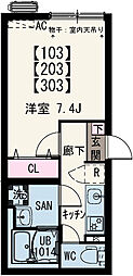 イクシオ南太田 1Kの間取図画像