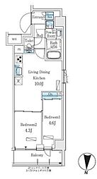 プライムブリス本所吾妻橋 2LDKの間取図画像