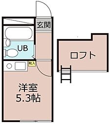 横浜市営地下鉄ブルーライン 三ツ沢下町駅 徒歩13分の賃貸アパート 1階ワンルームの間取り