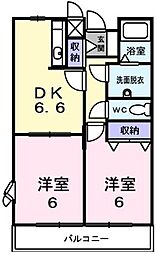 グラン　ラフレシール 2階2DKの間取り