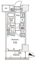 PARKAXIS横浜阪東橋 1Kの間取図画像