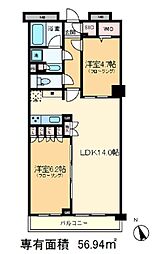 パークアクシス駒込HILLTOP 3階2LDKの間取り